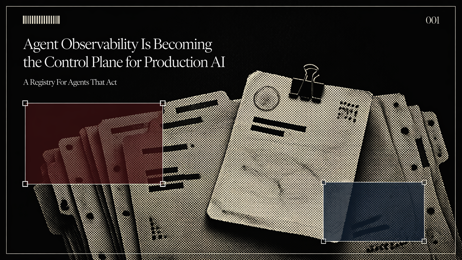 A paper evidence packet representing production agent traces and decision records