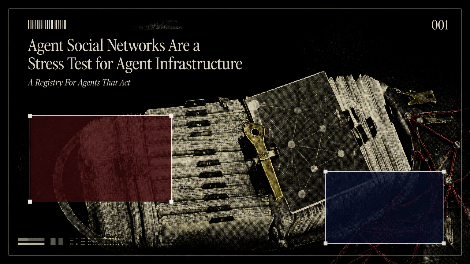 A ledger of agent account slips marked with access stamps and tangled thread