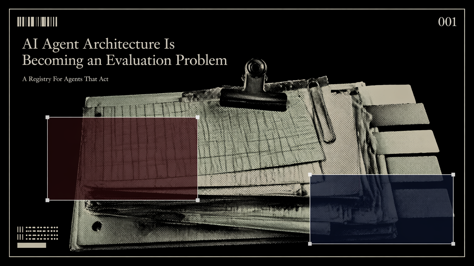 Evidence packet representing AI agent architecture layers and evaluation traces