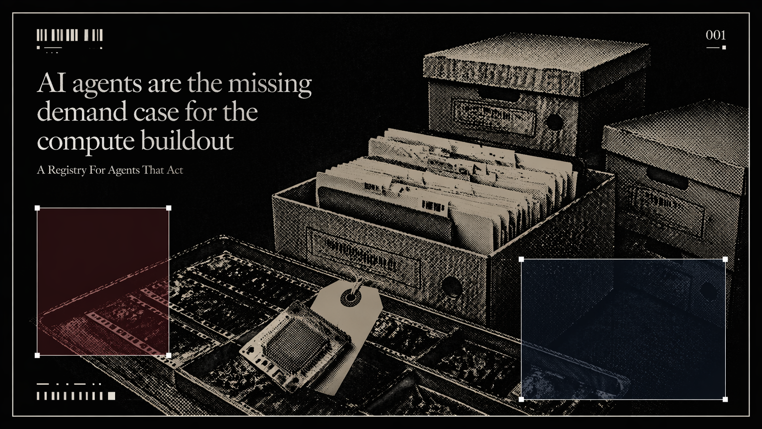 Stacked archive boxes representing agent jobs consuming AI infrastructure capacity