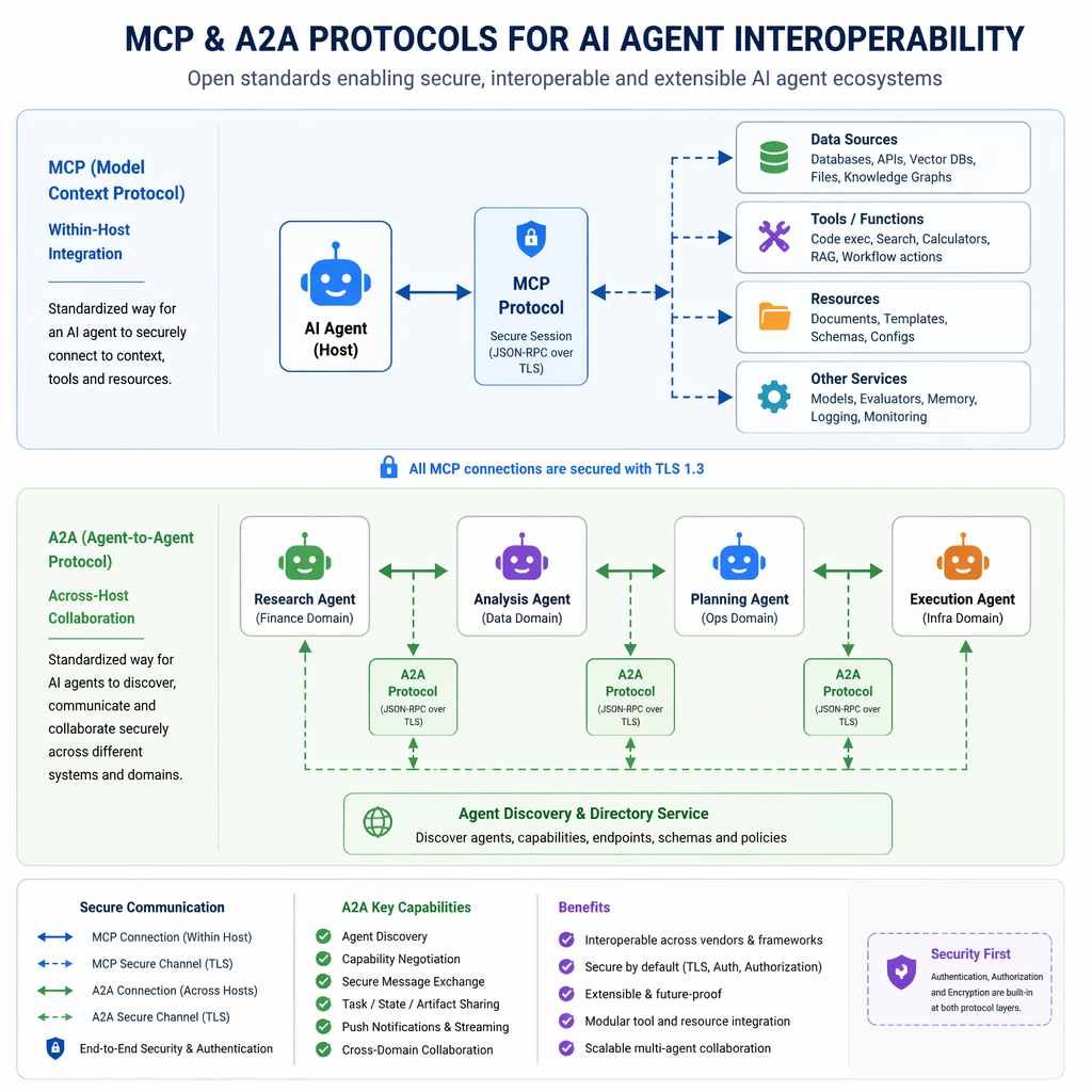 Diagram of AI agent interoperability protocols
