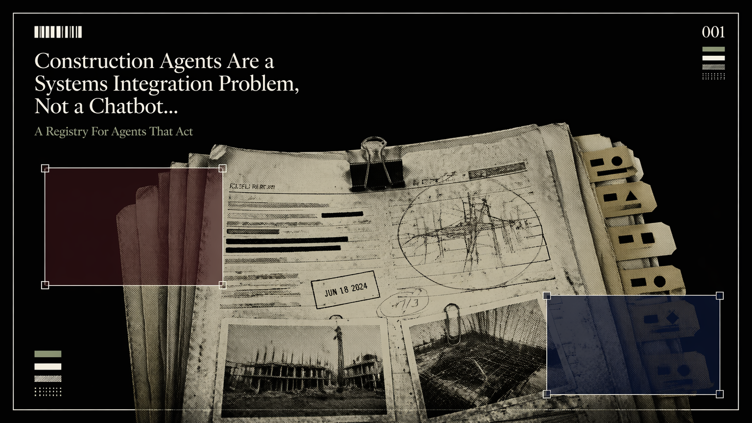 A marked construction field report packet representing evidence based AI agents for construction