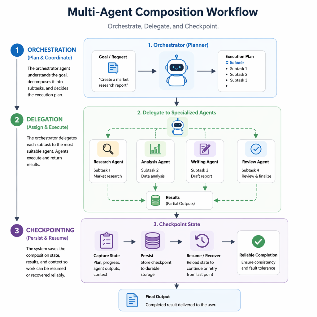 Workflow of multi-agent composition