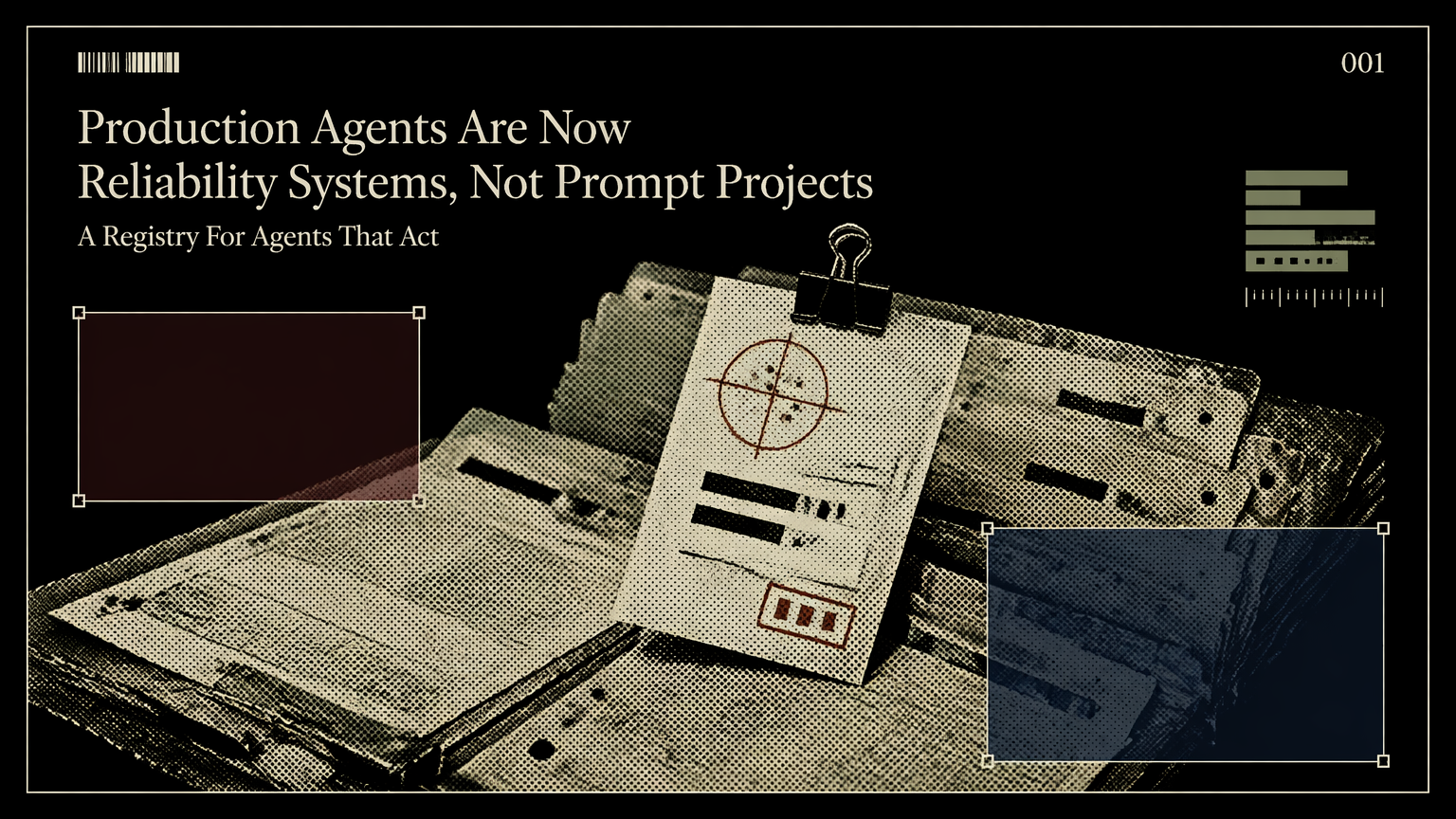 Marked paper case file representing production AI agent reliability checks
